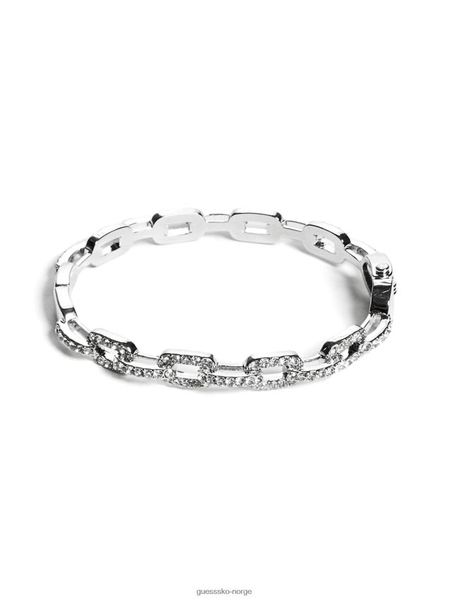 Guess sølv rhinestone kjede-lenke armbånd armbånd sølv unisex F0LJ8010162