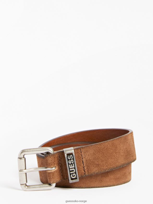 Guess brunt belte i ekte semsket skinn brun unisex F0LJ801192