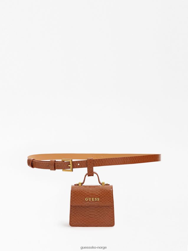 Guess brunt krokodilletrykk belte med miniveske brun unisex F0LJ804252