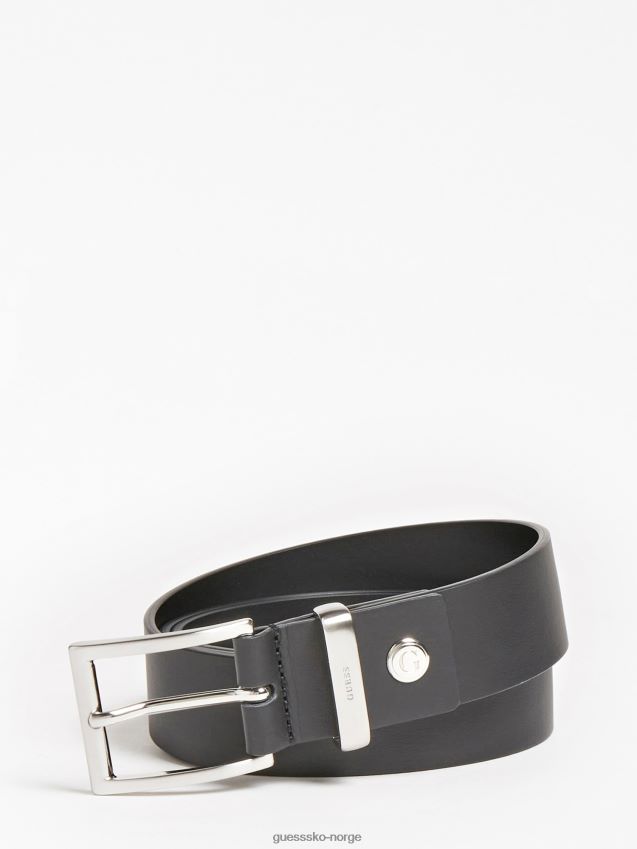 Guess luksuriøst belte i ekte skinn, svart svart unisex F0LJ80995