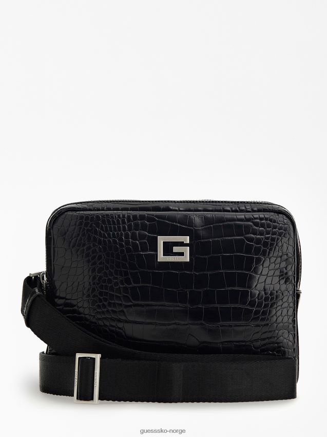 Guess svart calabria crossbody-veske med krokodilletrykk svart unisex F0LJ801684