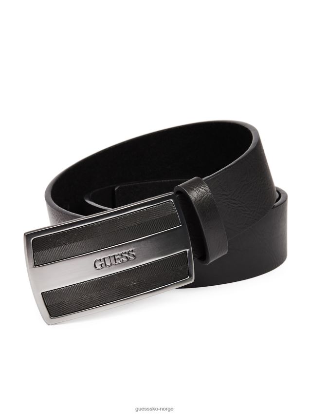 Guess svart chevron-teksturert plakettbelte svart unisex F0LJ808773