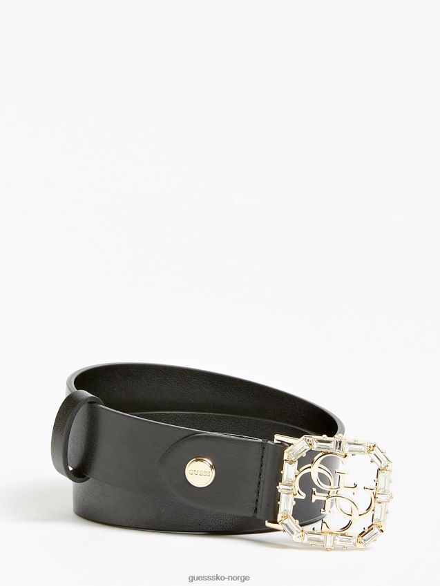 Guess svart juvel applikasjon belte svart unisex F0LJ804127