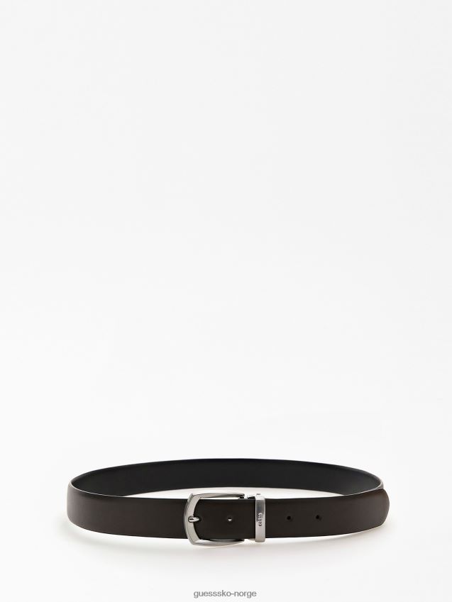 Guess svart vendbart belte i ekte skinn svart unisex F0LJ8029