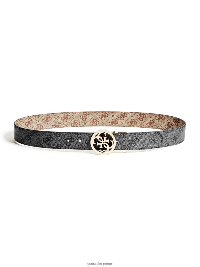 Guess vendbart quattro g signaturbelte brun/svart brun svart unisex F0LJ8010142