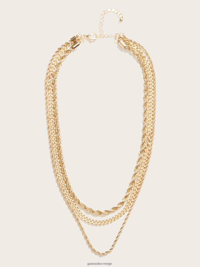 Guess 14k gullbelagt lagdelt halskjede gull gull unisex F0LJ8010239