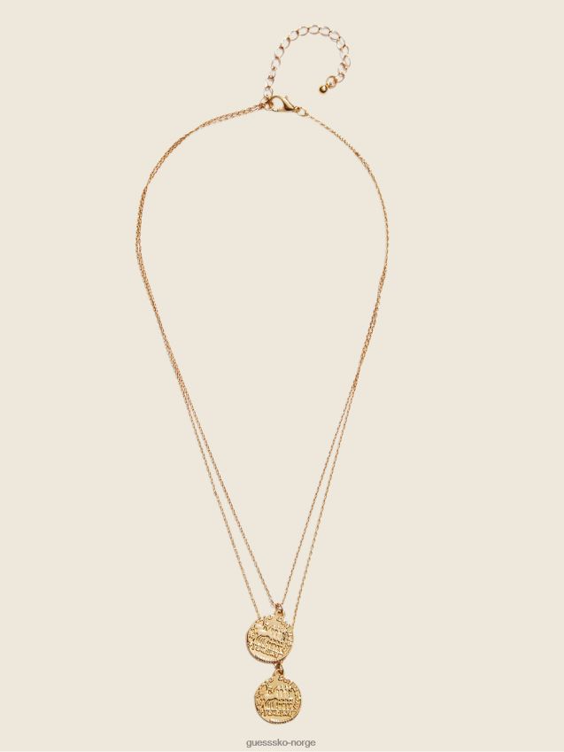 Guess gull 14k gullbelagt myntlagdelt halskjede gull unisex F0LJ8010218