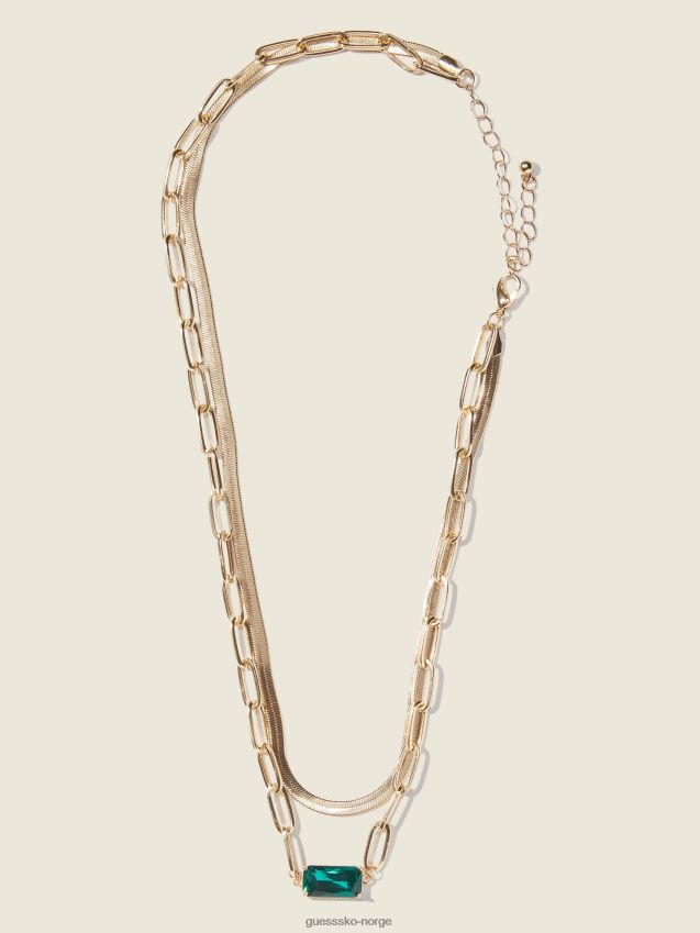 Guess gull-tone lagdelt blandet kjede kjede gull gull unisex F0LJ8010205