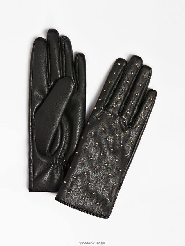 Guess svarte pigghansker i kunstskinn svart unisex F0LJ804356