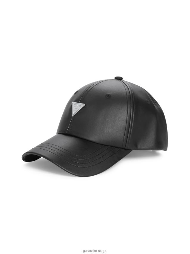 Guess baseballhatt med logoemblem i imitert skinn, svart svart unisex F0LJ807660