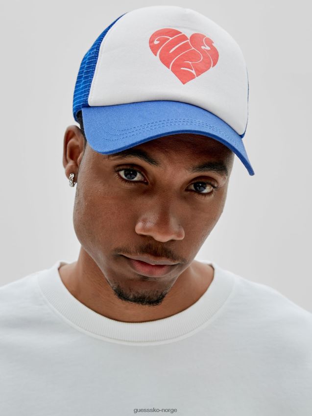 Guess blå baseballcaps med trykk foran blå unisex F0LJ804142