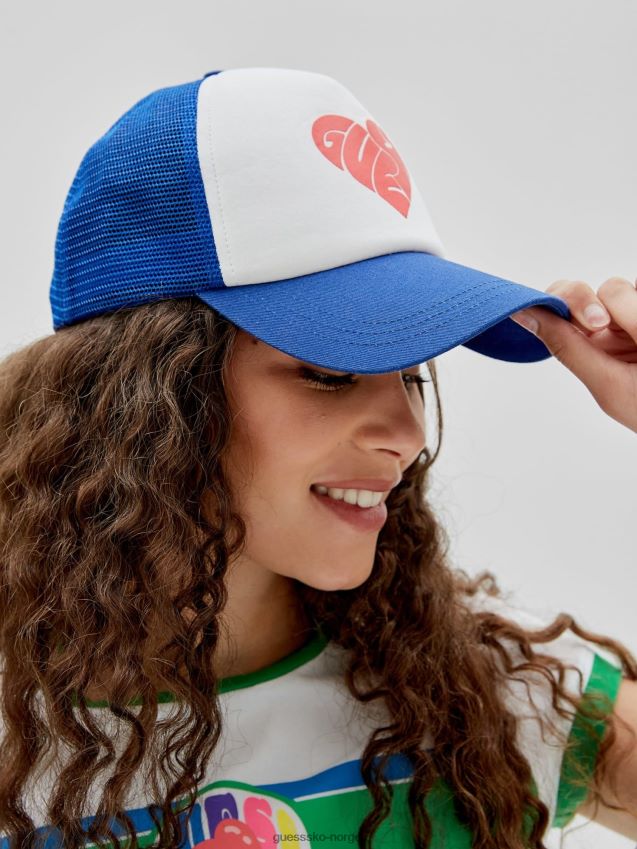 Guess blå baseballcaps med trykk foran blå unisex F0LJ804142