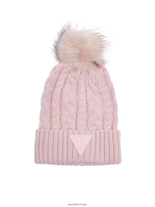 Guess blush kabelstrikket pom beanie rødme unisex F0LJ807705