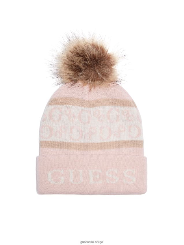 Guess blush logo stripet pom lue rødme unisex F0LJ807725