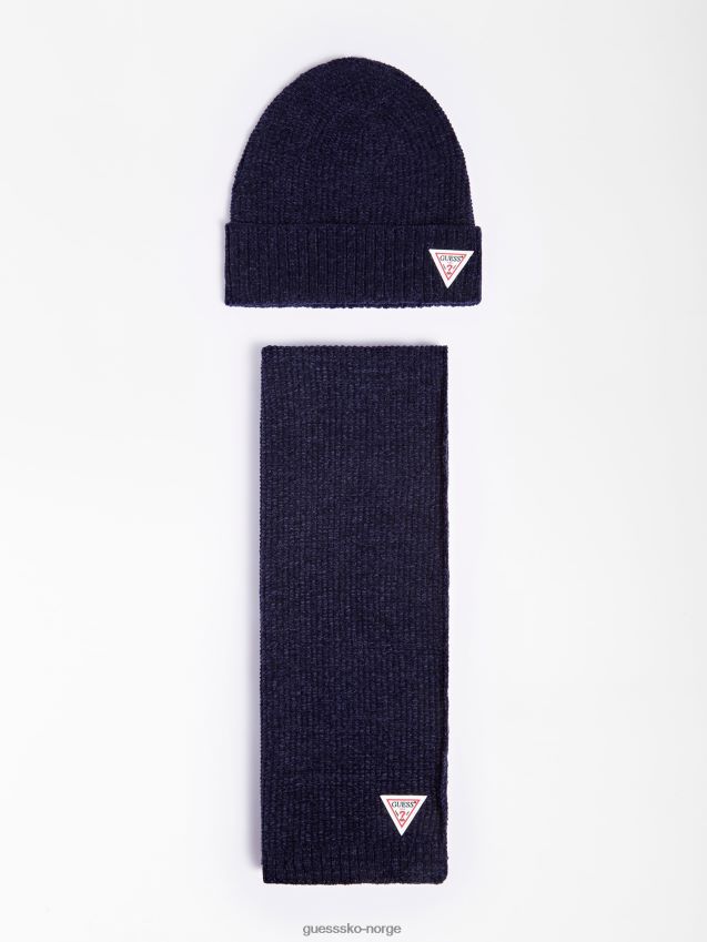 Guess bokssett logo skjerf og lue blå blå unisex F0LJ801234