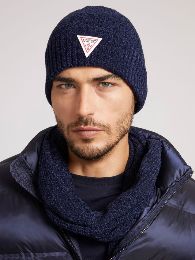 Guess bokssett logo skjerf og lue blå blå unisex F0LJ801234