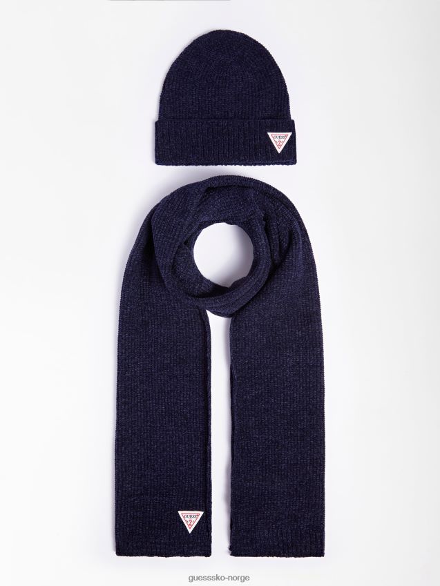 Guess bokssett logo skjerf og lue blå blå unisex F0LJ801234