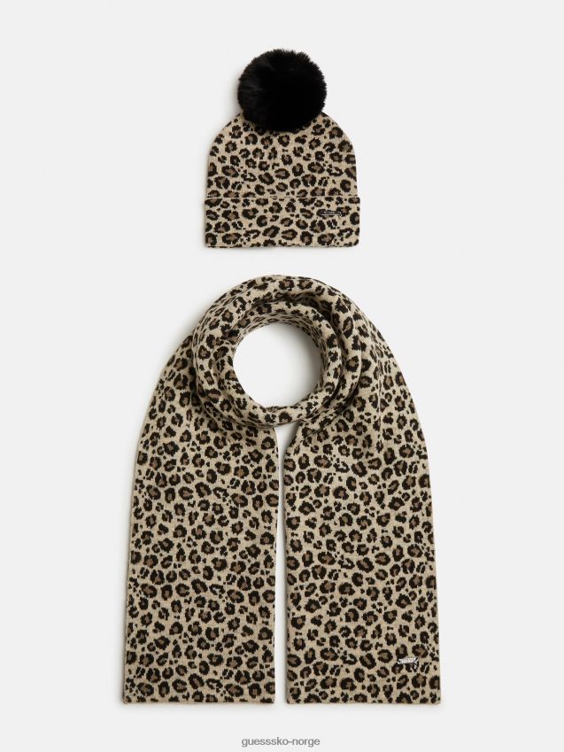 Guess flerfarget mønster animalier hatt og skjerf sett flerfarget mønster unisex F0LJ802382