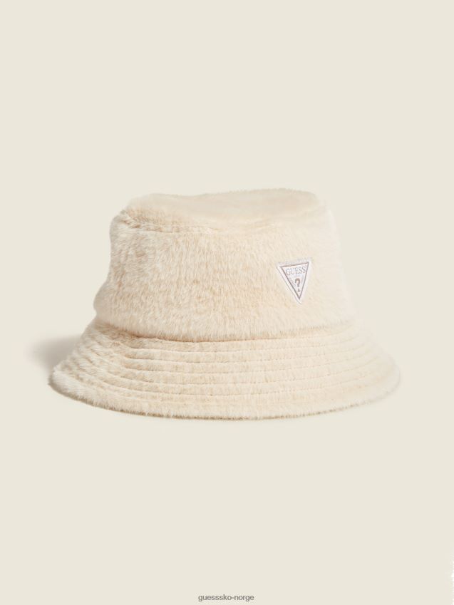 Guess fuzzy bucket hat cream krem unisex F0LJ8010095
