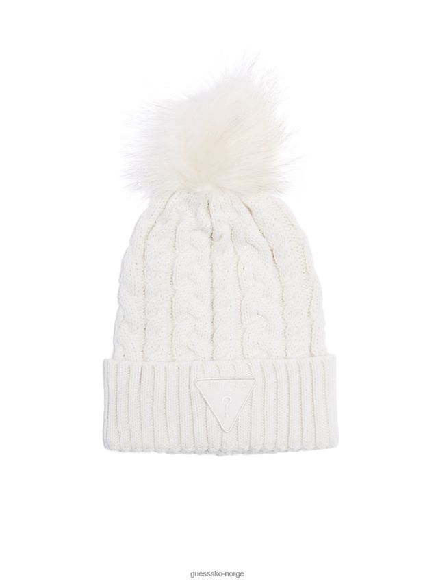 Guess kabelstrikket pom beanie krem krem unisex F0LJ807724