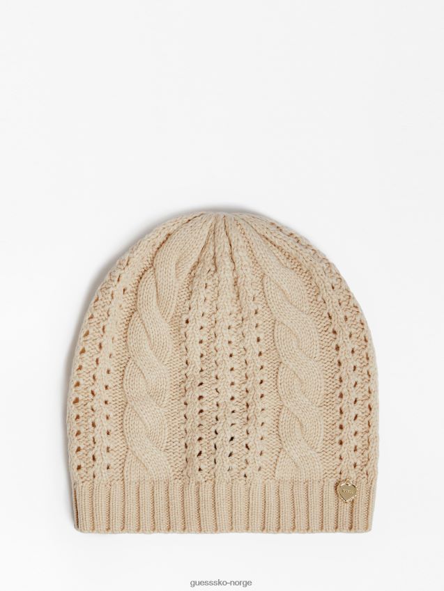 Guess krem kabel strikket lue krem unisex F0LJ804073