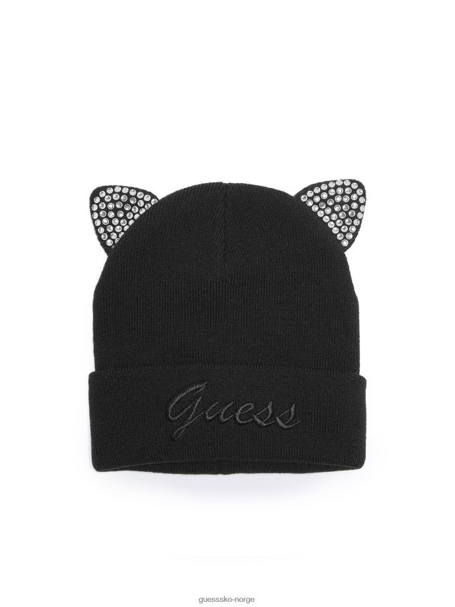 Guess rhinestone katteører lue svart svart unisex F0LJ808971