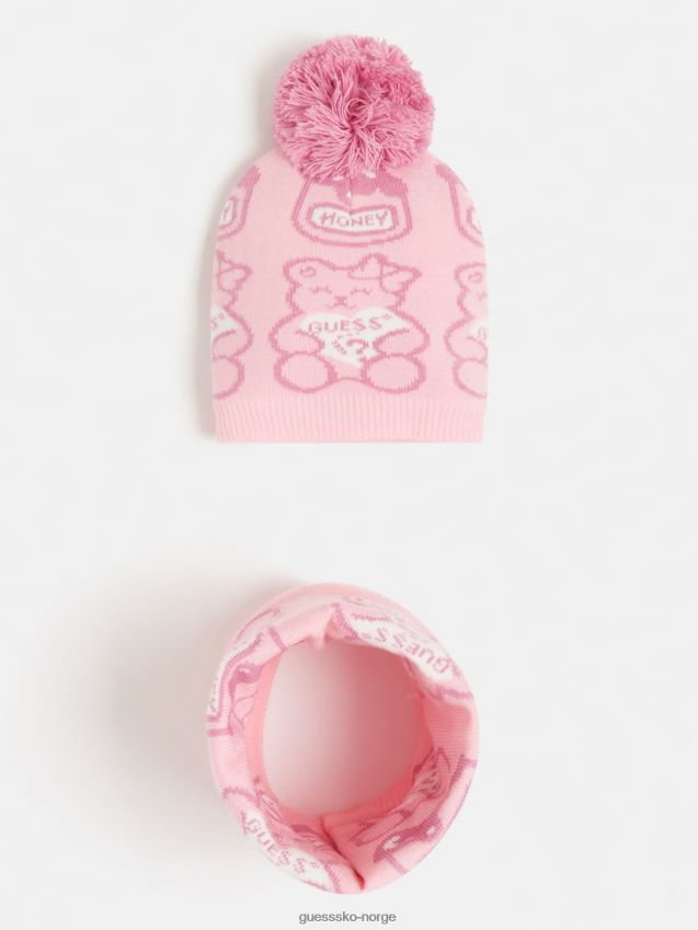 Guess sett med rosa lue og nakkevarmer rosa unisex F0LJ802286