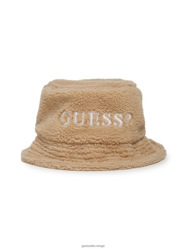 Guess sherpa logo bøtte lue brun tan unisex F0LJ807661