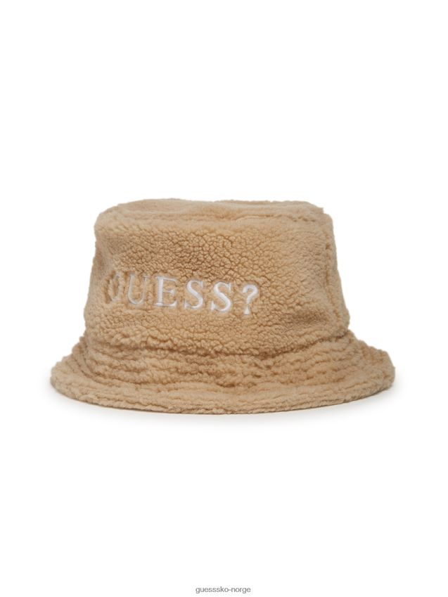 Guess sherpa logo bøtte lue brun tan unisex F0LJ807661