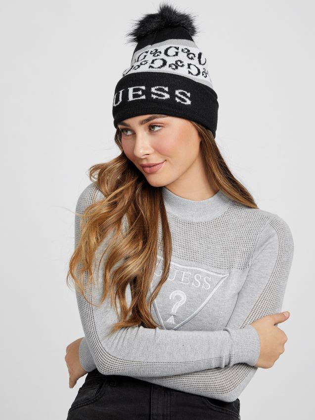 Guess sort logo stripet pom lue svart unisex F0LJ807698