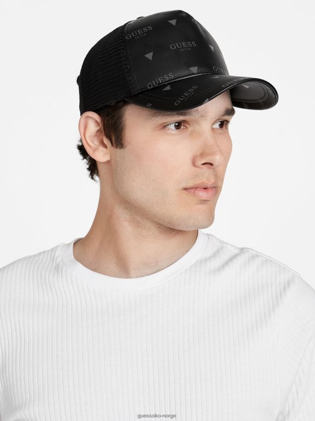 Guess svart lastebillue med logotrykk i imitert skinn svart unisex F0LJ808754