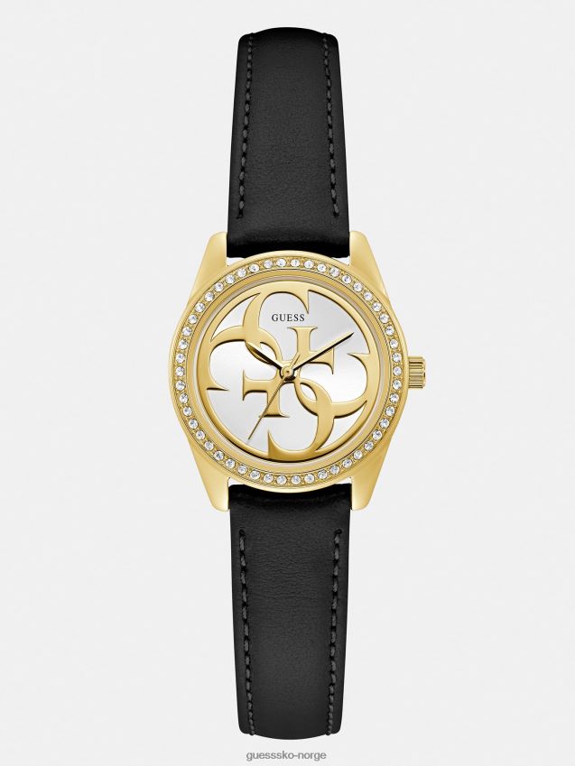 Guess analog klokke i ekte skinn med krystallerunisex F0LJ804158