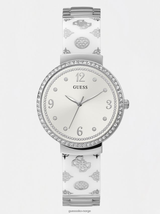 Guess analog klokke med sølvlogo sølv unisex F0LJ804111
