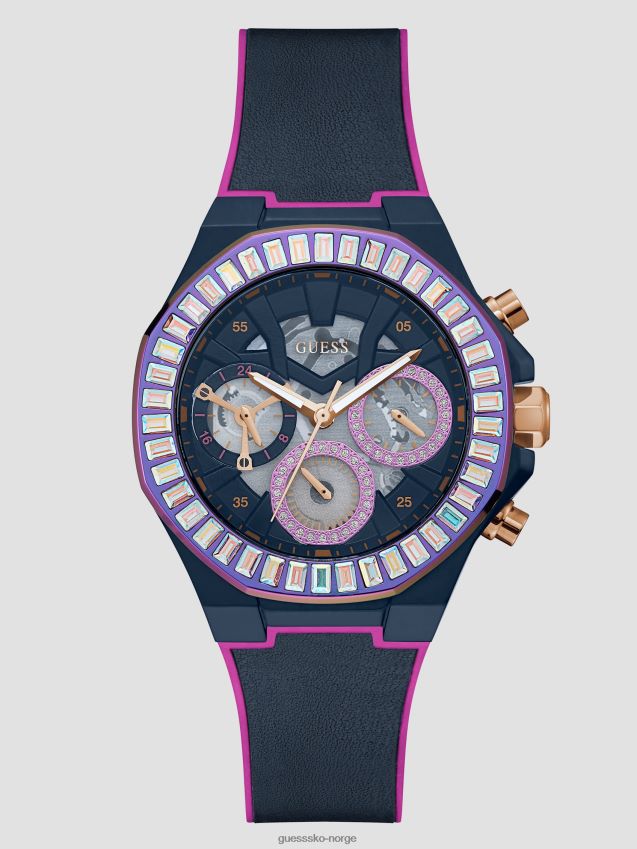 Guess blå multifunksjonsklokke i skinn blå unisex F0LJ8010091