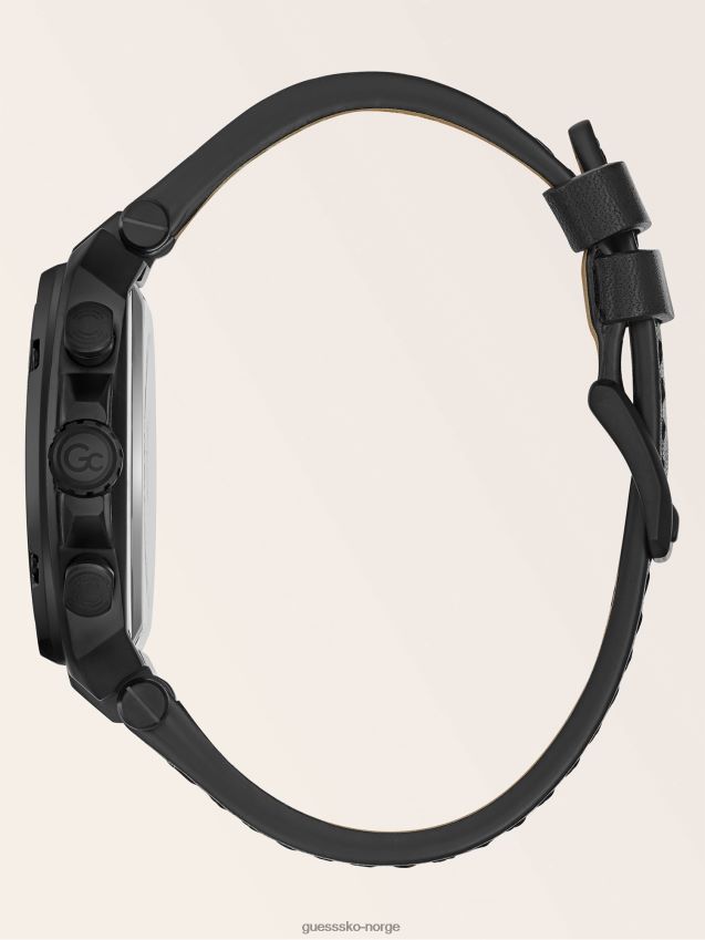 Guess gc kronografklokke i ekte skinn svart svart unisex F0LJ801661