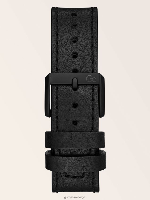 Guess gc kronografklokke i ekte skinn svart svart unisex F0LJ801661