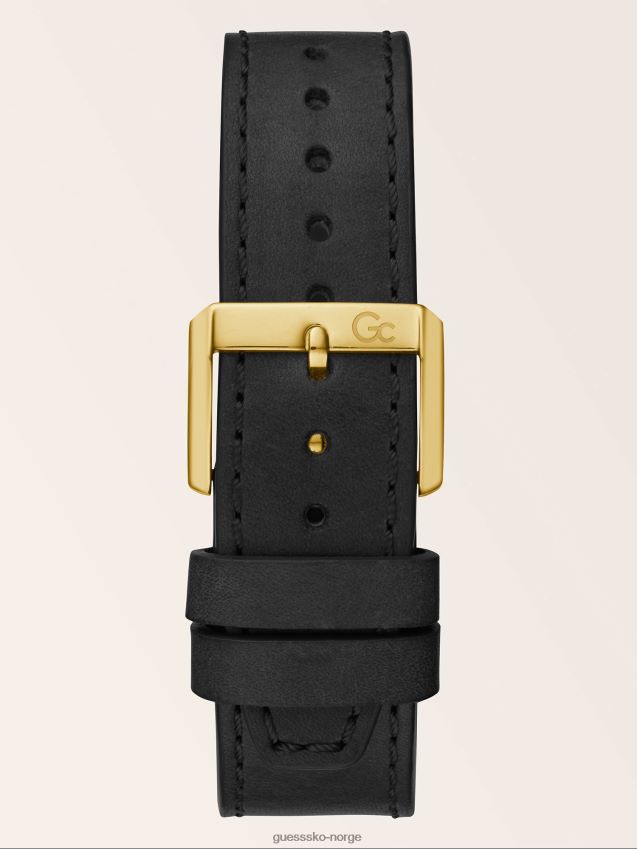 Guess gc kronografklokke i ekte skinn svart svart unisex F0LJ801687