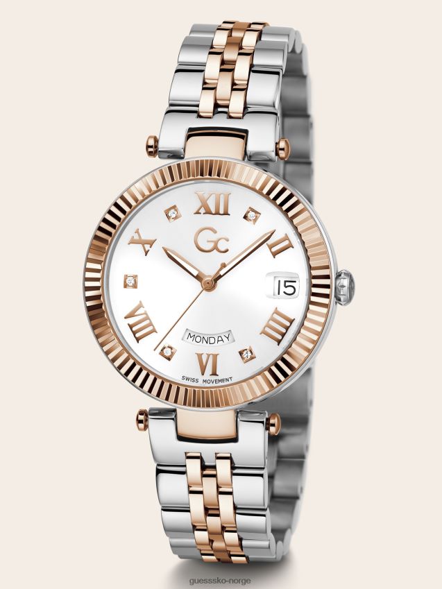 Guess gc quartz kalenderklokke i rosa gull Rose gull unisex F0LJ804703