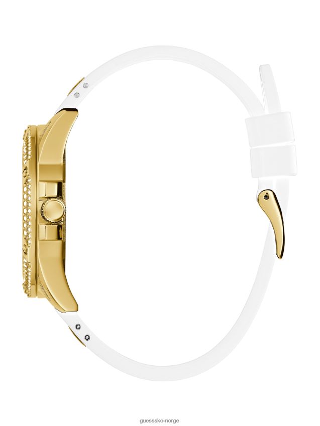 Guess gull-tone og hvit silikon multifunksjonsklokke hvit hvit unisex F0LJ8010081