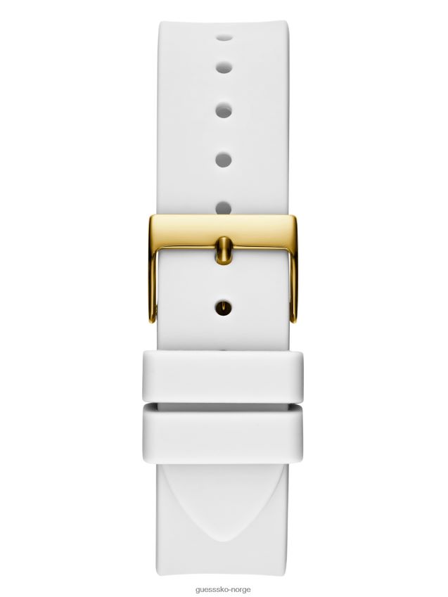 Guess gull-tone og hvit silikon multifunksjonsklokke hvit hvit unisex F0LJ8010081