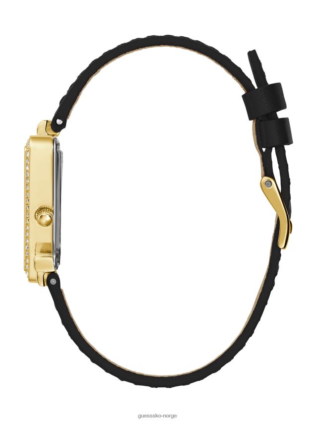 Guess gull-tone trekant og svart skinn analog klokke svart svart unisex F0LJ8010079