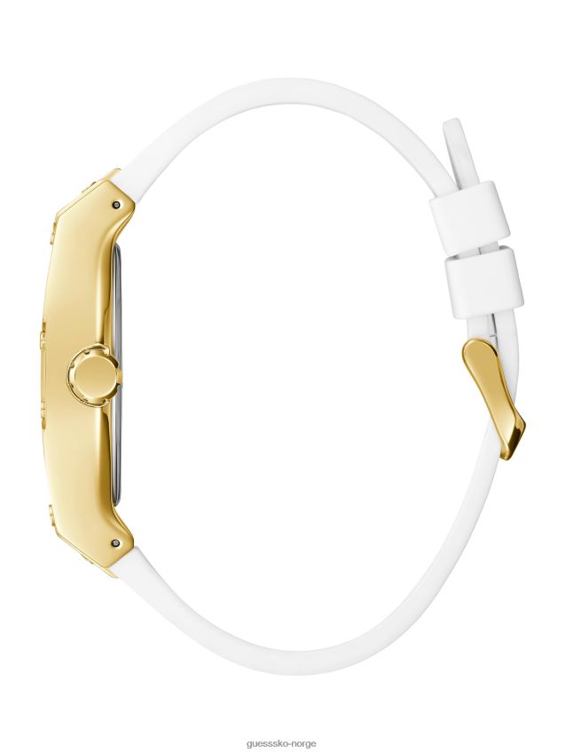 Guess gullfarget og hvit rektangulær multifunksjonsklokke hvit hvit unisex F0LJ8010969