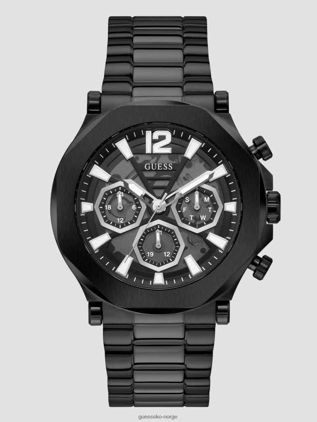 Guess gunmetall svart gjennomskåret multifunksjonsklokke gunmetall unisex F0LJ8010921
