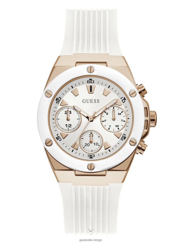 Guess hvit rosegull-tone og hvit multifunksjonsklokke hvit unisex F0LJ8010083