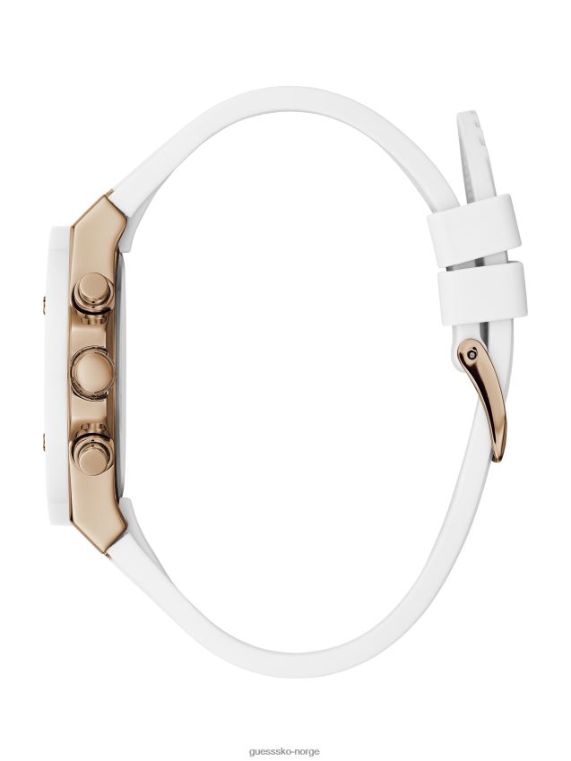 Guess hvit rosegull-tone og hvit multifunksjonsklokke hvit unisex F0LJ8010083