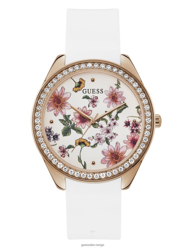 Guess ingen farge blomster og rhinestone analog klokke ingen farge unisex F0LJ807683