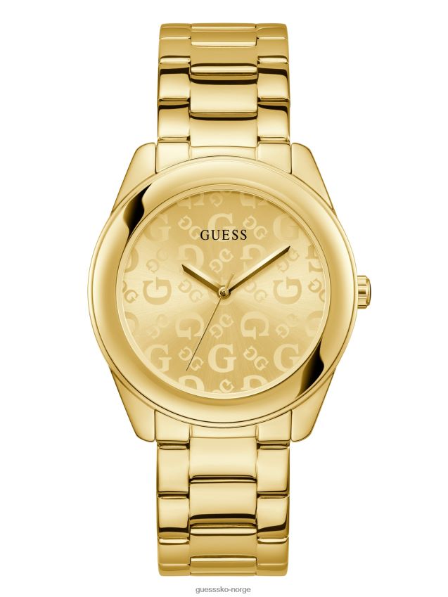 Guess ingen farge gull-tone logo analog klokke ingen farge unisex F0LJ807703