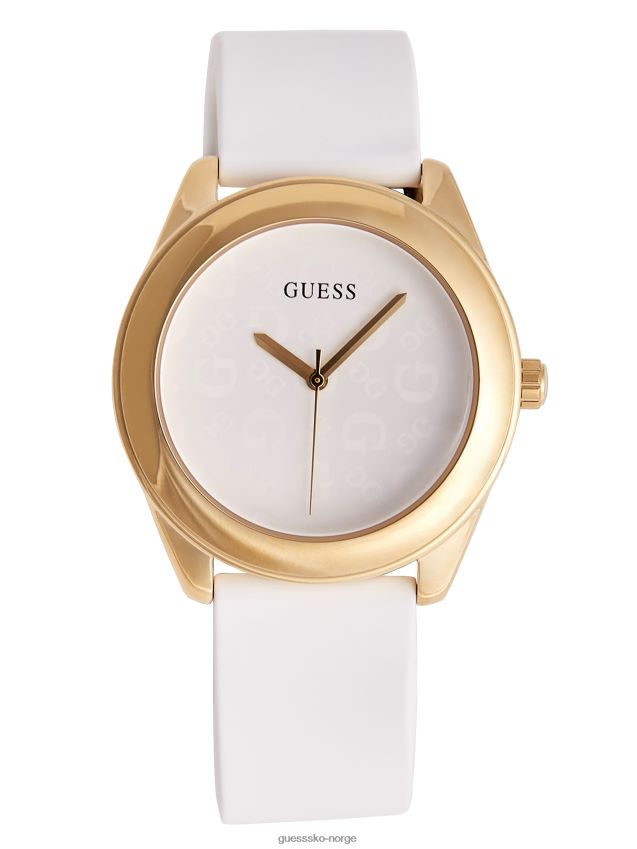 Guess ingen farge hvit og gull-tone silikon logo klokke ingen farge unisex F0LJ807756
