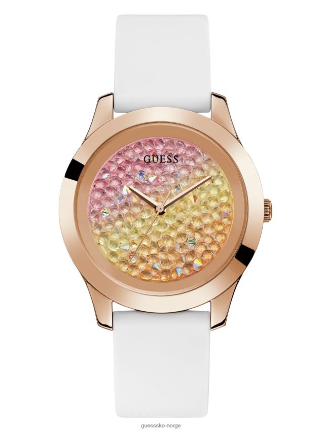 Guess ingen farge hvit silikon rhinestone analog klokke ingen farge unisex F0LJ807643