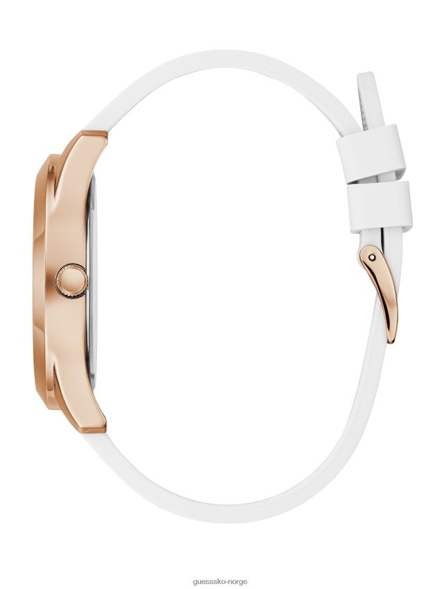 Guess ingen farge hvit silikon rhinestone analog klokke ingen farge unisex F0LJ807643